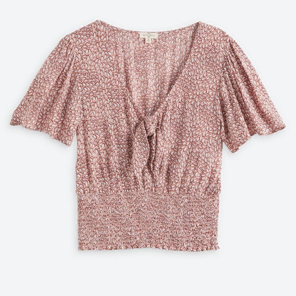 Mason & Belle Pink Athena Smocked Crop Top, Size Large